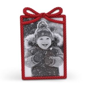 Michaels Studio Decor Red Metal Rope Bow Festive Holiday 4 x 6 Luxe Photo Frame